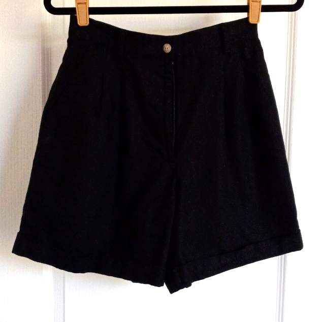 Bonnie  Norma Brand Dark Black Shorts Size 8p 55 Linen 45 Cotton
